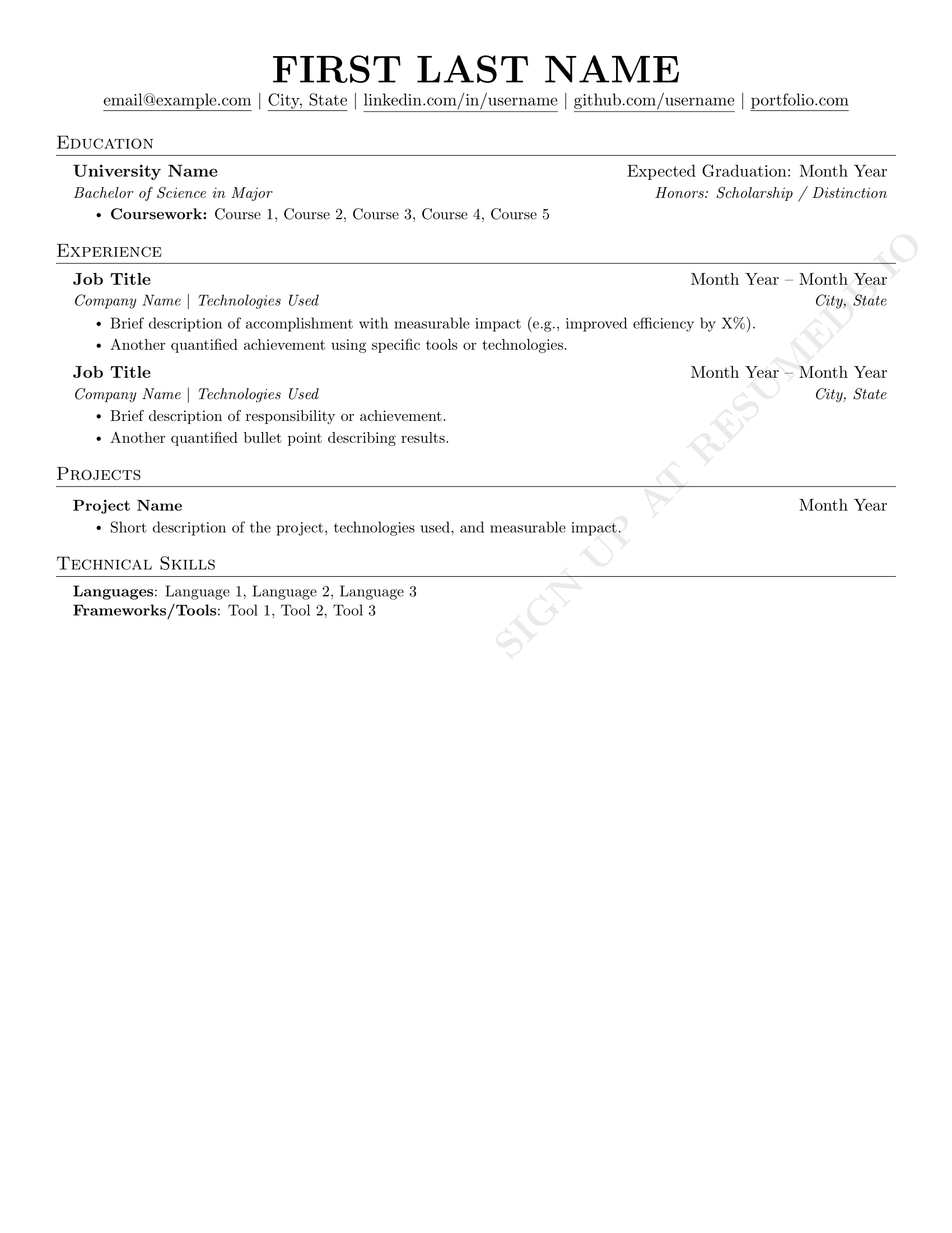 Blurred sample resume preview